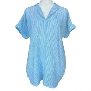 Beach Lunch Lounge short sleeved blue and white striped top size S